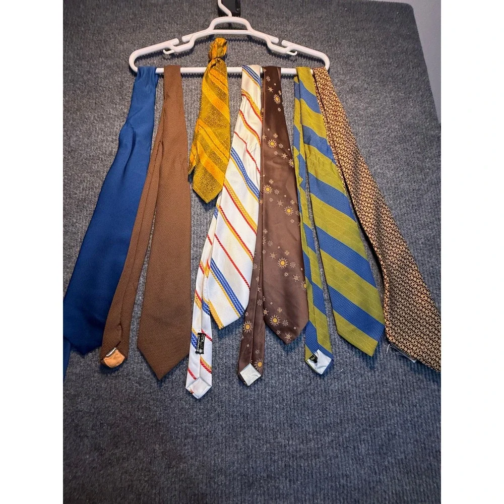 Vintage Mens Necktie Lot 7pc Alessandro Monsieur Cravateur Retro Stripes Floral